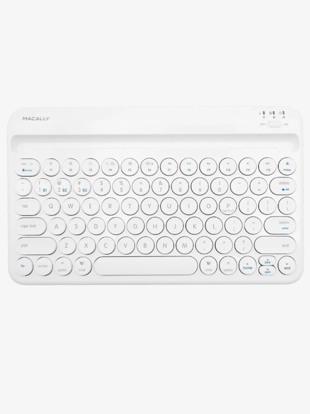 Macally White Round-Key Wireless Keyboard